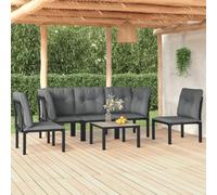 JHQHSM Set di 6 mobili da giardino in polyrattan, resistente alle intemperie, in rattan sintetico, con struttura in acciaio verniciato a polvere e spesso cuscino imbottito per terrazza, modulare