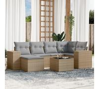 JHQHSM Set di 7 divani da giardino con cuscino beige in polyrattan, resistente alle intemperie e design modulare per terrazze. Questo set da 7 pezzi di colore beige in robusto
