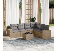 JHQHSM Set di 7 divani da giardino con cuscino beige in polyrattan, resistente alle intemperie e design modulare per terrazze. Questo set da 7 pezzi di colore beige in robusto
