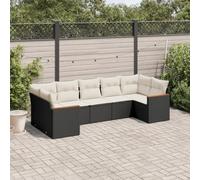 JHQHSM Set di 7 divani da giardino con cuscino in polyrattan nero, design modulare con spazio di archiviazione impermeabile, rivestimenti rimovibili per una facile manutenzione, mobili in rattan PE