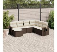 JHQHSM Set di 7 divani da giardino con cuscino, marrone, in polyrattan, design modulare con ripiani pieghevoli e molle a gas, resistente alle intemperie, in rattan sintetico, per terrazza, cortile