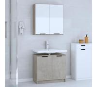 JHQHSM Set di Mobili da Bagno 2 Pezzi Grigio Cemento in Legno Multistrato con Ampio Spazio di Archiviazione e Design Elegante per Bagno Moderno, Mobile da Pavimento e Armadietto