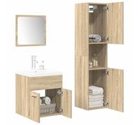 JHQHSM Set di mobili da bagno in legno di rovere Sonoma con lavabo e montaggio a parete, resistente all'umidità, per spazio di archiviazione, troppopieno e facile da pulire, elemento decorativo