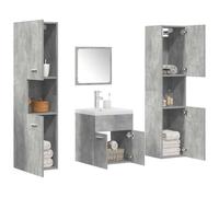 JHQHSM Set di mobili da bagno, in legno grigio cemento, con lavabo in ceramica e montaggio a parete, armadietto da bagno, spazio resistente all'umidità, per articoli da toeletta, 5 pezzi