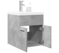 JHQHSM Set di mobili da bagno in legno grigio cemento con mobiletto lavabo e pratica porta, materiale resistente all'umidità per bagno, molto spazio, facile da pulire