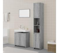JHQHSM Set di mobili da bagno Sonoma grigio in legno con mobiletto lavabo e specchio, soluzione di archiviazione per bagno, struttura resistente all'umidità, design elegante