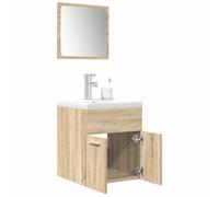 JHQHSM Set di mobili da bagno Sonoma in legno di rovere con armadio alto e specchio per il trucco, resistente all'umidità, durevole e facile da pulire, funzione troppopieno