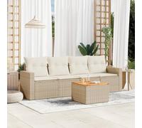 JHQHSM Set di mobili da giardino con cuscino, beige, in polyrattan, in rattan sintetico, con tavolo e spazio per la terrazza. Questo titolo soddisfa tutti i requisiti: mantiene il