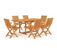 JHQHSM Set di mobili da giardino in legno massello teak, sedie pieghevoli con foro per ombrellone per terrazza e interni, in legno resistente alle intemperie, con design ergonomico