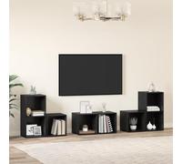 JHQHSM Set di mobili per TV con ripiano e stoccaggio, 6 pezzi in legno di rovere nero, scaffalatura a cubo modulare per una conservazione e un'organizzazione efficiente nella zona giorno, versatile