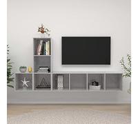 JHQHSM Set di mobili per TV, grigio cemento, materiale in legno con montaggio a parete e molto spazio di archiviazione: pratica soluzione di archiviazione per l'organizzazione della casa, design senza