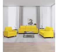 JHQHSM Set divano 3 pezzi con cuscino tessuto giallo chiaro, imbottitura resistente e struttura robusta per un uso duraturo, comode sedute dal design moderno, traspirante