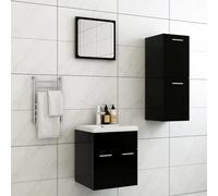 JHQHSM Set Mobili da Bagno Nero in Truciolato con Specchio, Mobile Sottolavabo e Armadietto Basso per Arredamento Moderno e Spazio di Stoccaggio Funzionale, Design Elegante e Linee