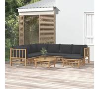 JHQHSM Set salotto da giardino in bambù con cuscino grigio scuro, robusto divano da esterno con comodo cuscino e pratico tavolo per terrazza, mobili in bambù durevole