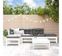 JHQHSM Set salotto da giardino in legno massello di pino bianco con design a doghe per terrazza e balcone, design modulare per combinazione flessibile, schienale comodo, robusto