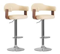 JHQHSM Sgabelli da bar, 2 pezzi, color crema e pelle sintetica con meccanismo a molla a gas regolabile in altezza e funzione girevole a 360 gradi per un'ergonomia ottimale e una durata nel moderno