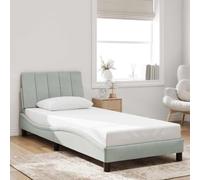 JHQHSM Struttura letto senza materasso Hanko grigio chiaro 90 x 200 cm velluto con testiera e cuscino in schiuma per un sonno riposante. Design moderno a onde con pratica chiusura lampo