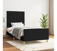 JHQHSM Struttura letto senza materasso nero 80 x 200 cm tessuto testiera regolabile in altezza con gambe di supporto e doghe in compensato per un supporto ergonomico e un comfort stabile durante il