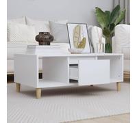 JHQHSM Tavolino bianco 90 x 50 x 36,5 cm, materiale in legno con cassetto e scomparti aperti per lo spazio di archiviazione, robusto piano e gambe in legno per stabilità, mobile durevole