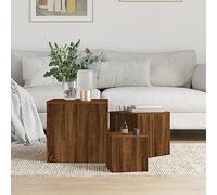 JHQHSM Tavolino da caffè, consolle, da salotto, da divano, da tè, adatto per ufficio, soggiorno, corridoio, camera da letto, 3 pezzi, effetto rovere marrone