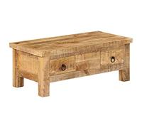 JHQHSM Tavolino da caffè in legno massello, stile antico, 90 x 45 x 35 cm, con 2 cassetti, realizzato a mano, design vintage, stabile, esclusivo e unico