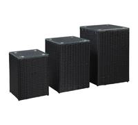 JHQHSM Tavolino da caffè, tavolino da caffè, consolle, tavolo da tè, tavolo da pranzo, adatto per camera da letto, ufficio, soggiorno, corridoio, 3 pezzi, con piano in vetro, colore nero