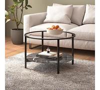 JHQHSM Tavolino da salotto, consolle, da divano, da salotto, da tè, adatto per camera da letto, corridoio, soggiorno, colore nero e nero, effetto marmo, 70 cm, vetro temperato