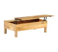 JHQHSM Tavolino in legno massello Mango 110 x 55 x 35 cm Multifunzionale con cassa e piastra regolabile - Stile rustico retrò per soggiorno