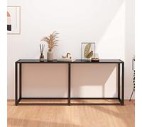 JHQHSM Tavolo console, tavolino da salotto, tavolino da caffè, adatto per camera da letto, ufficio, soggiorno, corridoio, nero, 180 x 35 x 75,5 cm, vetro temperato