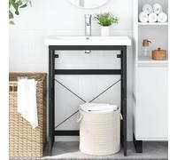 JHQHSM Telaio per lavabo da bagno, nero, 59 x 38 x 83 cm, in ferro verniciato a polvere, resistente alle intemperie, durevole, portasciugamani