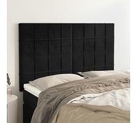 JHQHSM Testate classiche, 4 pezzi, in velluto nero, 72 x 5 x 78/88 cm, testate regolabili in altezza con gambe in legno stabili per un eccellente sostegno alla schiena, rivestimento in velluto di