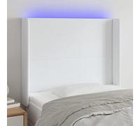 JHQHSM Testiera ad Orecchio Bianco in Similpelle con Luci LED Regolabile 83x16x118/128 cm per Camera da Letto Moderna, 1 Testiera con Orecchie e 1 Striscia LED Tagliabile, Design