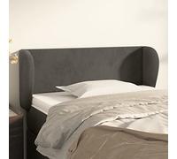 JHQHSM Testiera ad Orecchio Grigio Scuro in Velluto Classica 103x23x78/88 cm con Altezza Regolabile e Gambe in Legno Stabili per Supporto Schiena, 1 Testiera per Letto e 2 Orecchie,