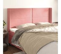 JHQHSM Testiera ad Orecchio in Velluto Rosa 163x16x118/128 cm per Letto con Design Classico e Altezza Regolabile, Morbida e Stabile per Supporto Schiena, Include 2 Orecchie,