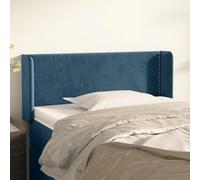 JHQHSM Testiera classica con orecchie in velluto blu scuro, 103 x 16 x 78/88 cm, altezza regolabile con gambe in legno stabili per un supporto eccellente, tessuto di lusso per camera da letto
