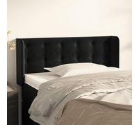 JHQHSM Testiera classica con orecchie in velluto nero, 83 x 16 x 78/88 cm, altezza regolabile con gambe in legno stabili per un eccellente sostegno alla schiena e un comfort di lusso durante il sonno