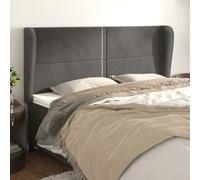 JHQHSM Testiera con orecchie, grigio scuro, 183 x 23 x 118/128 cm, in velluto, regolabile in altezza, lussuoso tessuto di velluto, gambe in legno, supporto stabile per leggere e guardare la TV a letto