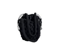 JHSDHYD Borsa Uncinetto Borsa a Secchiello con Tracolla, Realizzata a Mano, in Corda di Cotone Traforata, all'Uncinetto, Piccola Borsa for Le Donne(Black)
