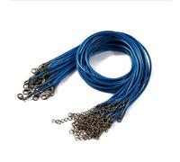 JHSDHYD Cordino Cuoio 10 Pezzi 1,5/2 mm Collana in Cordino di Pelle con Chiusura a moschettone Catena in Corda Cera for collane Fai da Te Ciondolo Gioielli Risultati per Fai da Te(Blue,1.5mm x 50cm)