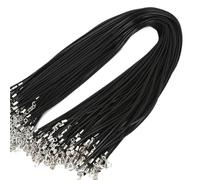 JHSDHYD Cordino Cuoio 100 Pezzi 1-2 mm Nero Cerato Pelle Serpente collane Corda Filo prolunga Catena for la creazione di Gioielli per Fai da Te(1MM,55cm)