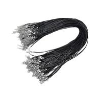 JHSDHYD Cordino Cuoio 100 Pezzi di Cordoncino Cera Nera con Ciondolo for Collana, Perline, Chiusura a moschettone, Corda da 1,5 mm, 18 Pollici per Fai da Te