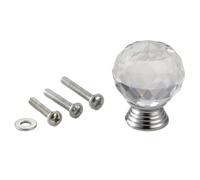 JHSDHYD Pomelli Di Cristallo 2 pezzi Maniglia a sfera con vite Pomello in cristallo 30 mm Trasparente Bianco Nero Mobili Bagno Cucina Cassetto Tirare Decorazione(Color-16)