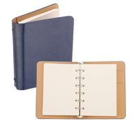 JHSDHYD Taccuino Tascabile Confezione da 1/2 A7, quaderno in pelle con copertina a 6 anelli, mini diario personale ricaricabile con fogli mobili e 50/100 fogli di carta.(Blue 1Pcs)