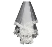 JHSDHYD Velo Sposa Velo da Sposa in Tulle con Bordo in Paillettes Bianche, Accessorio da Sposa con Perline, Un Livello, 120 cm