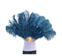 JHSDHYD Ventaglio da Danza in Piume 1/2 pz Ventaglio di Piume Naturali 100/130 cm Pieghevole a Mano Decora la Festa Halloween Danza del Ventre(Deep Blue,Small Fan 1pc)