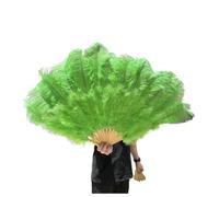 JHSDHYD Ventaglio da Danza in Piume 130CM/100CM Ventaglio Bianco Grande con Piume Soffici 13 Ossa Portatile for spettacoli di Danza Carnevale e Artigianato Fai da Te(10 Green,Big Fan 1PCS)