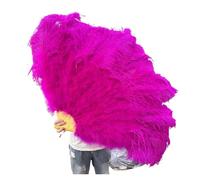 JHSDHYD Ventaglio da Danza in Piume 130CM/100CM Ventaglio Bianco Grande con Piume Soffici 13 Ossa Portatile for spettacoli di Danza Carnevale e Artigianato Fai da Te(4 Rose Red,Big Fan 1Pair(Two))