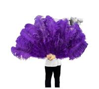JHSDHYD Ventaglio da Danza in Piume 130CM/100CM Ventaglio Bianco Grande con Piume Soffici 13 Ossa Portatile for spettacoli di Danza Carnevale e Artigianato Fai da Te(15 Purple,Big Fan 1Pair(Two))