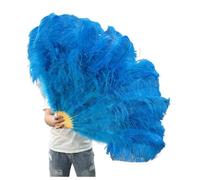 JHSDHYD Ventaglio da Danza in Piume 130CM/100CM Ventaglio Bianco Grande con Piume Soffici 13 Ossa Portatile for spettacoli di Danza Carnevale e Artigianato Fai da Te(6 Lake Blue,Big Fan 1Pair(Two))