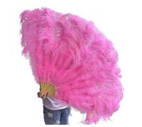 JHSDHYD Ventaglio da Danza in Piume 130CM/100CM Ventaglio Bianco Grande con Piume Soffici 13 Ossa Portatile for spettacoli di Danza Carnevale e Artigianato Fai da Te(5 Dark Pink,Big Fan 1Pair(Two))